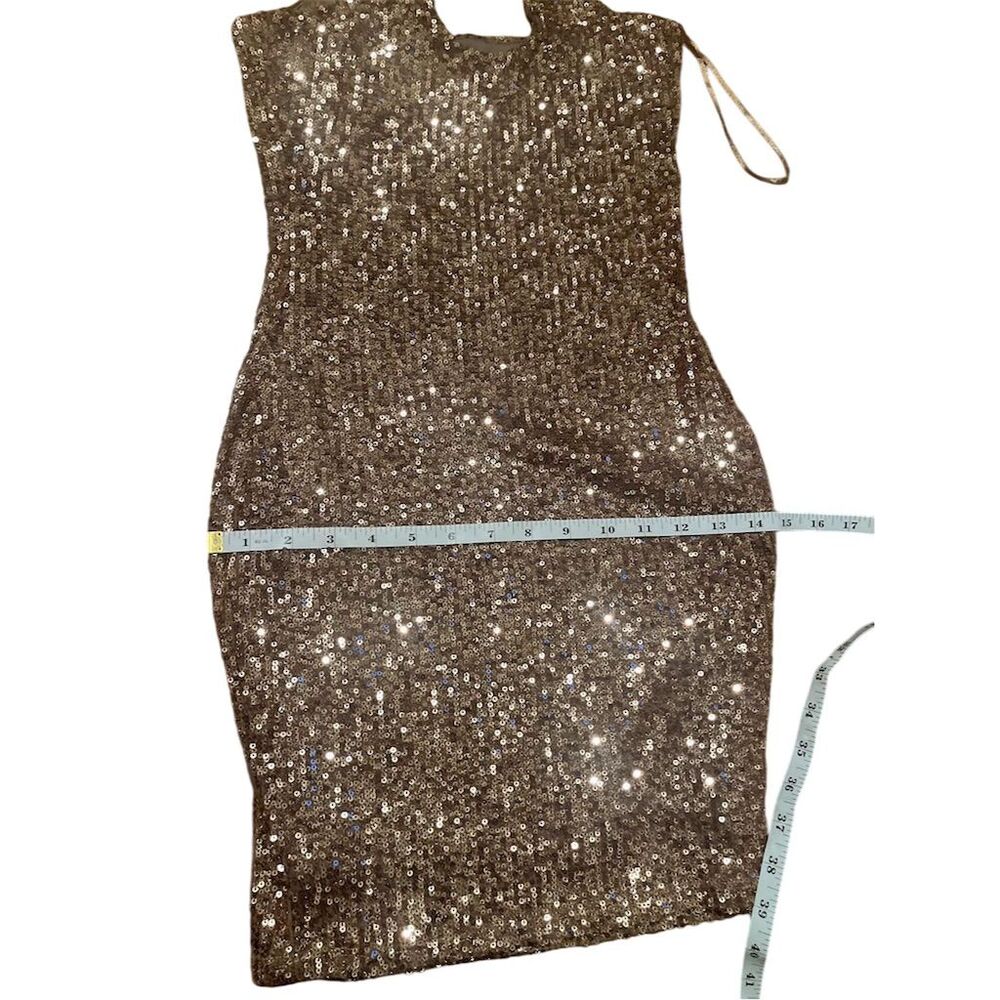 NWT Fashion Nova Out Til Dawn Sequin Mini Dress Mocha - Picture 2 of 10